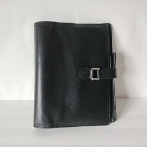 Franklin Covey Black Nappa Leather Unstructured Classic 7 Ring Planner